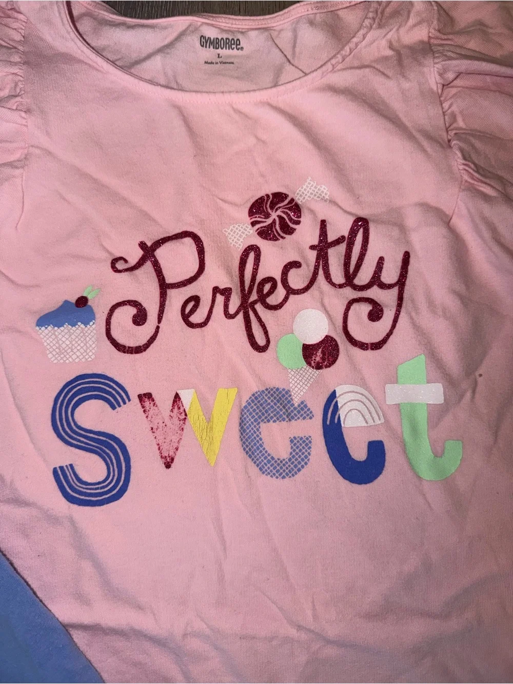 Gymboree Pink Top with Light Blue Leggings Pajama Set